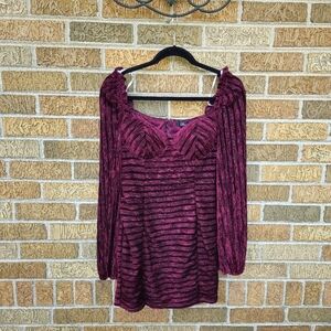 Lulus Wine Red Sparkle Off Shoulder Puff Sleeve Dress Size L